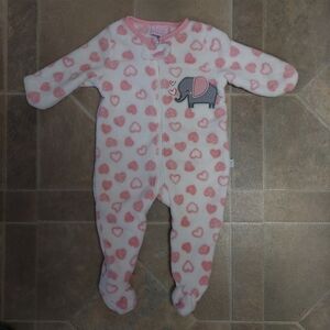 Little Joy Baby Hearts Elephant Polyester One-Piece Footie Pajamas 3-6M